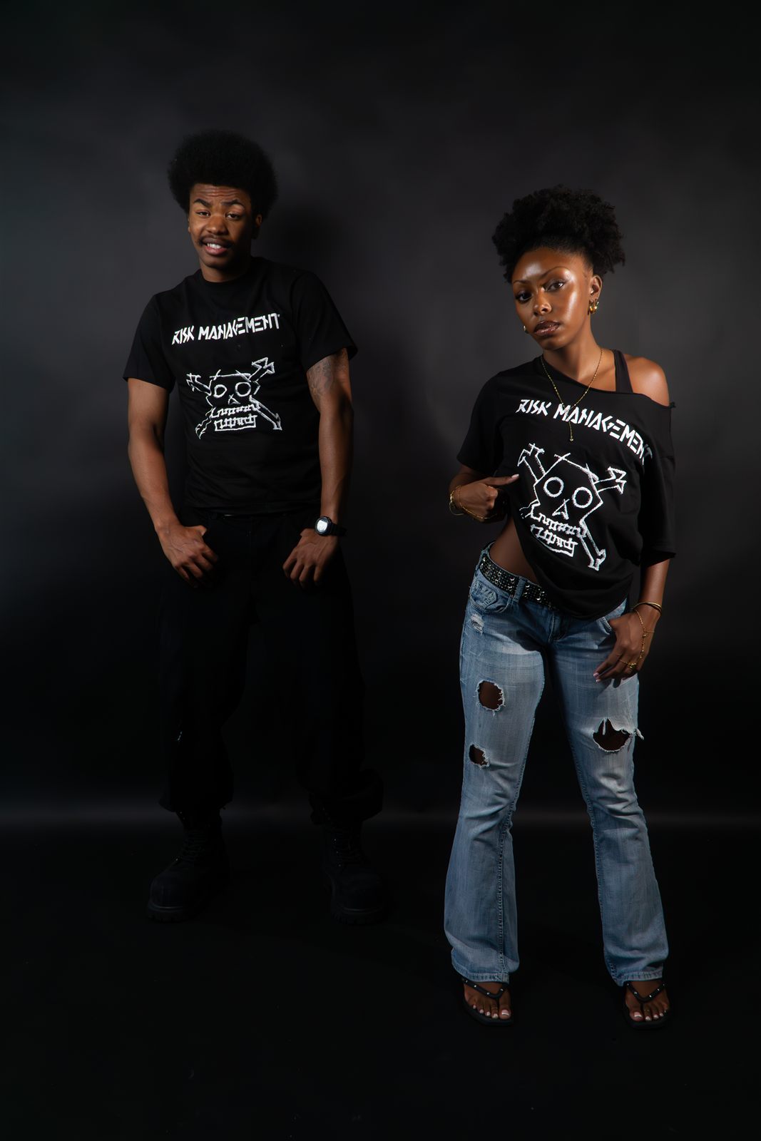 Crossbones Shortsleeve tee — worn, group